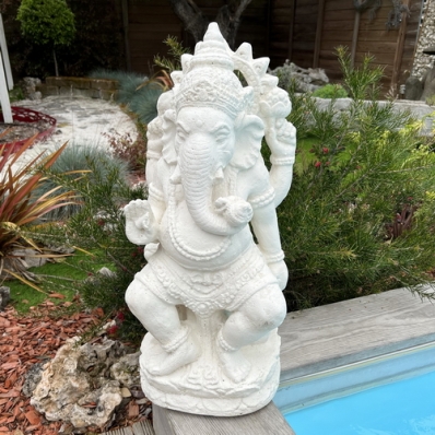Statue de jardin Ganesh blanc