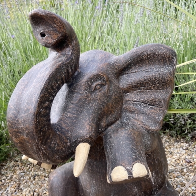 Grande statue éléphant assis de jardin 100 cm