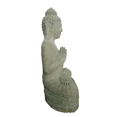Statue extérieure pierre Bouddha prière en pierre 60 cm