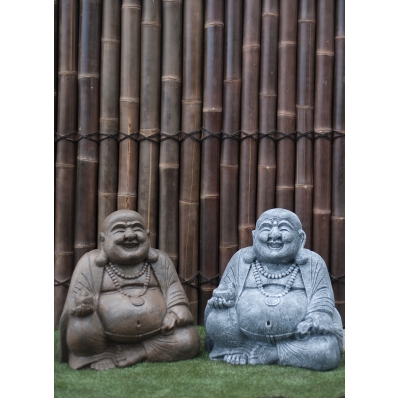 Statue Happy Bouddha brun antique