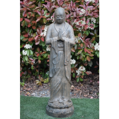 Statue moine anjali-mudra 120 cm marron antique