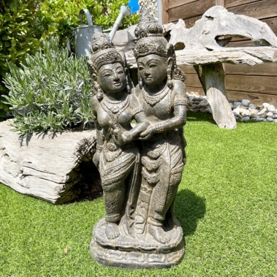 Statue Rama et Sita marron antique