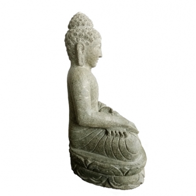 Statue zen Bouddha pierre Terre à témoin 60 cm