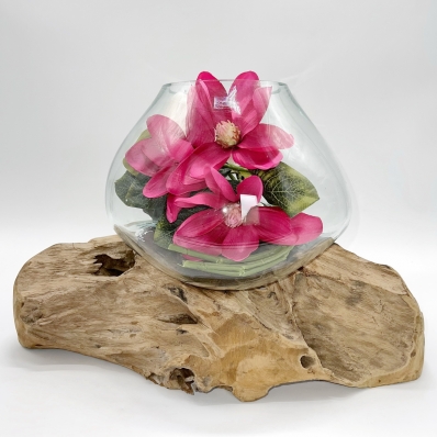 Vase sur racine en verre soufflé