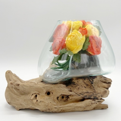 Vase sur racine en verre soufflé