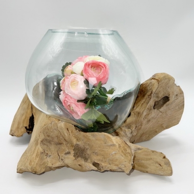 Vase sur racine en verre soufflé