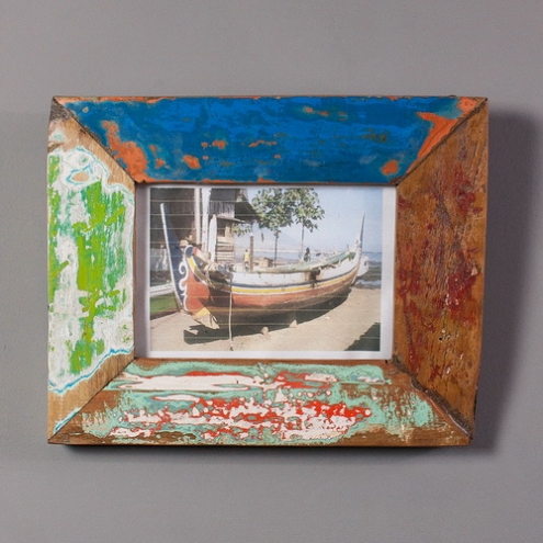 Décoration maison - cadre photo 25x20 cm en bois de bateau