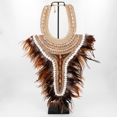 Collier inspiration papou plumes