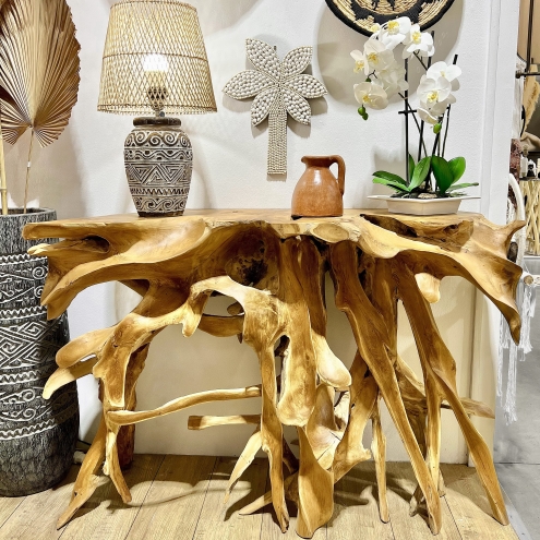Console sculpturale racine de teck