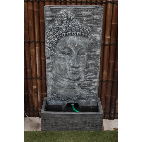 Fontaine mur d'eau visage de Bouddha 140 cm gris