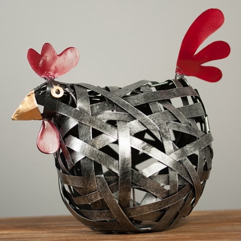 Décoration d'intérieur - Poule en métal tressé 25 cm