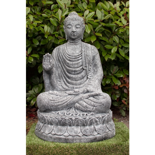 Statue Bouddha abhaya-mudra gris