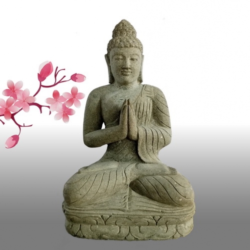 Statue Bouddha Assis Jardin Extérieur Pierre Naturelle 80cm