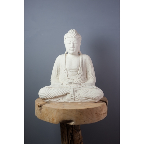 Statue Bouddha Dhyana mudra blanc