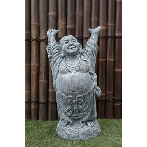 Statue Bouddha rieur debout 100cm Gris