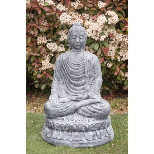 Statue Bouddha Varada-mudra gris