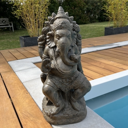 Statue Ganesh 60 cm marron antique