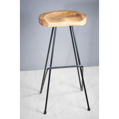 Tabouret De Bar En Racine De Teck Et Métal