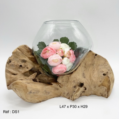 Vase sur racine en verre soufflé DS1