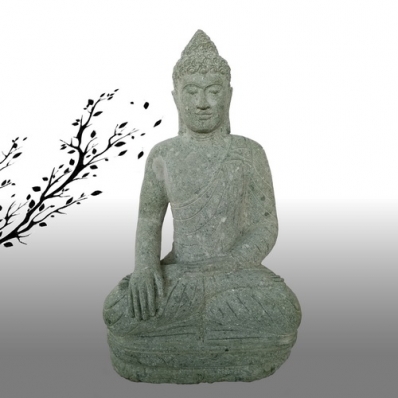 Statue Bouddha Bhûmisparsha-mudrã en pierre 80 cm