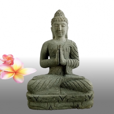 Bouddha statue de jardin zen en pierre 60 cm