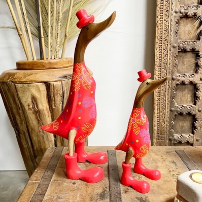 Canard en bois rigolo motif pop art
