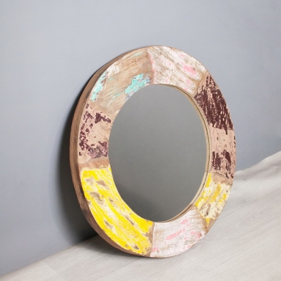 Miroir en bois de pirogue recyclée