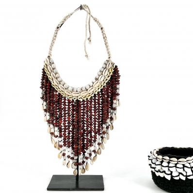 Petit collier Papou perles rouges