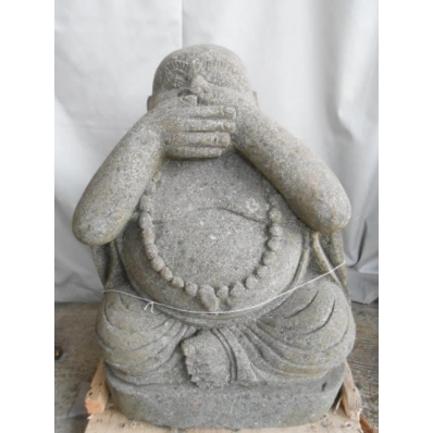 Statue Bouddha rieur en pierre de lave 60 cm