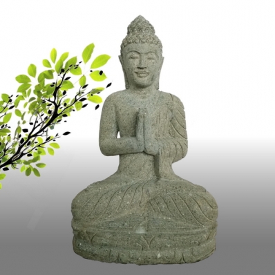 Statue extérieure pierre Bouddha prière en pierre 60 cm