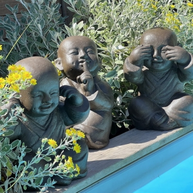 Statues 3 moines sagesse jardin