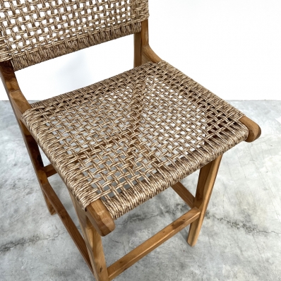 tabouret haut teck et fibres synthétiques