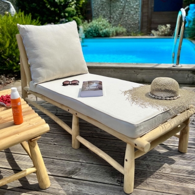 transat bain de soleil teck et coussin