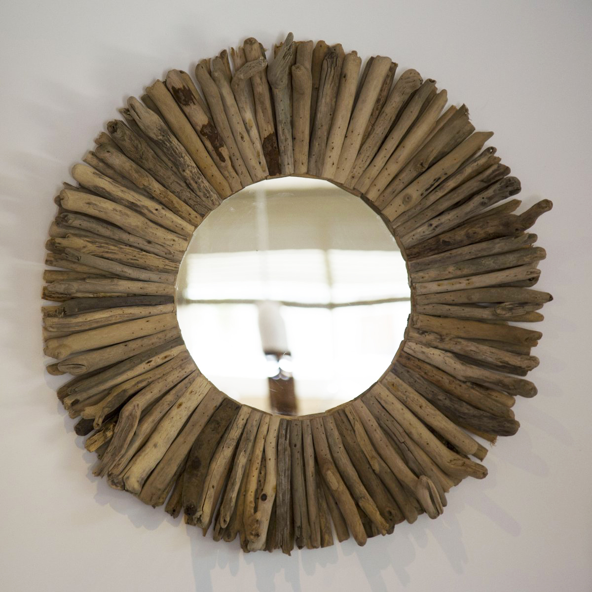 Miroir bois flotté, miroir rond - Bois flotté déco