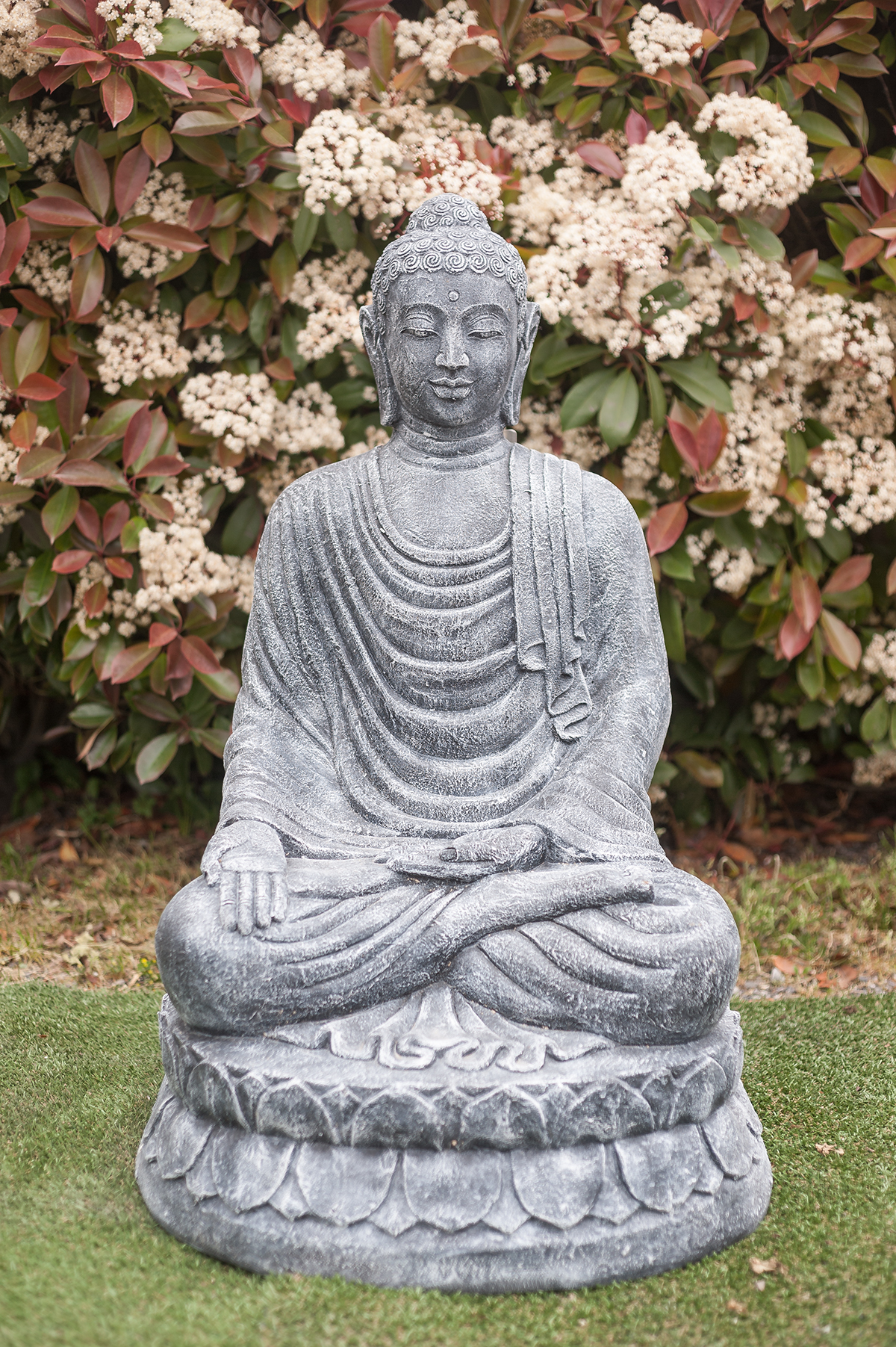 Grande statue Bouddha Varada-mudra 100 cm gris