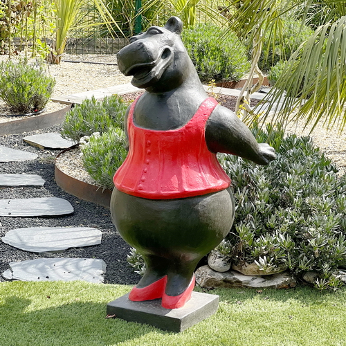 Statue hippopotame rigolote en fibrociment