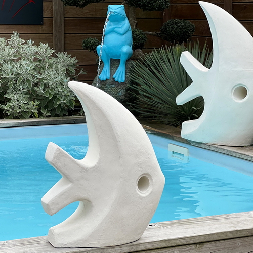 Statue design de jardin poisson blanc 50 cm