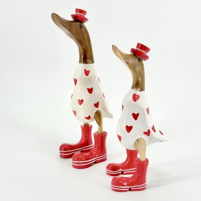 Canard motif coeur rouge et godillots