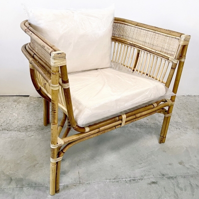 Fauteuil 'Donna' rotin et cannage