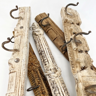 Patère en teck recyclé 4 crochets