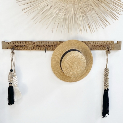 Patère en teck recyclé 4 crochets