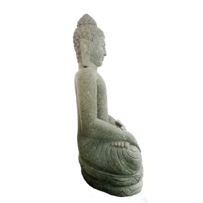 Statue Bouddha assis terre à témoin en pierre 100 cm