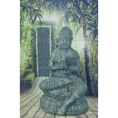 Statue Bouddha déco jardin gris