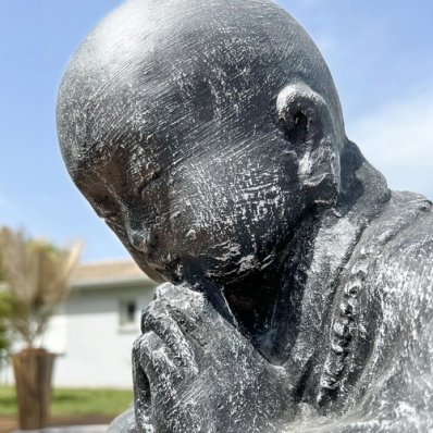 Statue moine Shaolin 50 cm gris