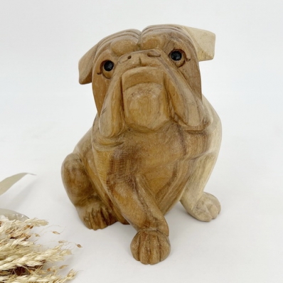 Statuette bouledogue en suar