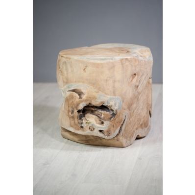 Tabouret cylindre en racine de teck