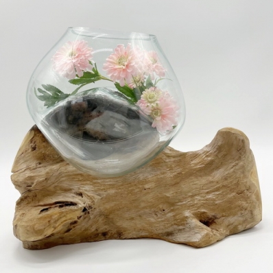 Vase sur racine en verre soufflé