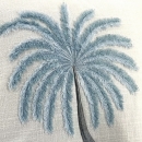 Coussin déco palmier brodé bleu