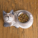 Gamelle pour chat en bois exotique crème