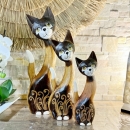 Set de 3 chats en albizia